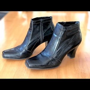 Franco Sarto Black Leatherette Ankle Booties